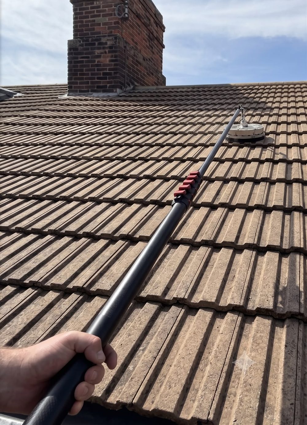 Clean roof tiles after soft washing